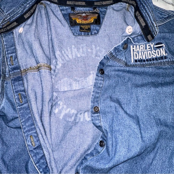 Harley Davidson Vintage Denim Button-Up Shirt - Picture 5 of 7